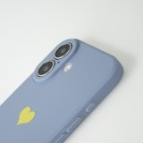 iPhone 16 Plus Case Hülle - Silikon Mat Herz gold - Blau