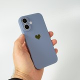 iPhone 16 Plus Case Hülle - Silikon Mat Herz gold - Blau