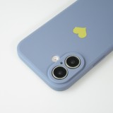 iPhone 16 Plus Case Hülle - Silikon Mat Herz gold - Blau