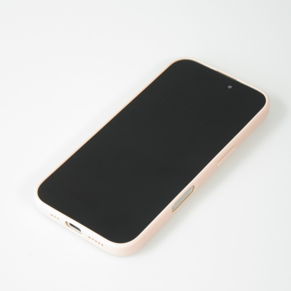 iPhone 16 Plus Case Hülle - Silikon Mat Herz gold - Rosa