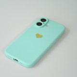 iPhone 16 Plus Case Hülle - Silikon Mat Herz gold - Türkis