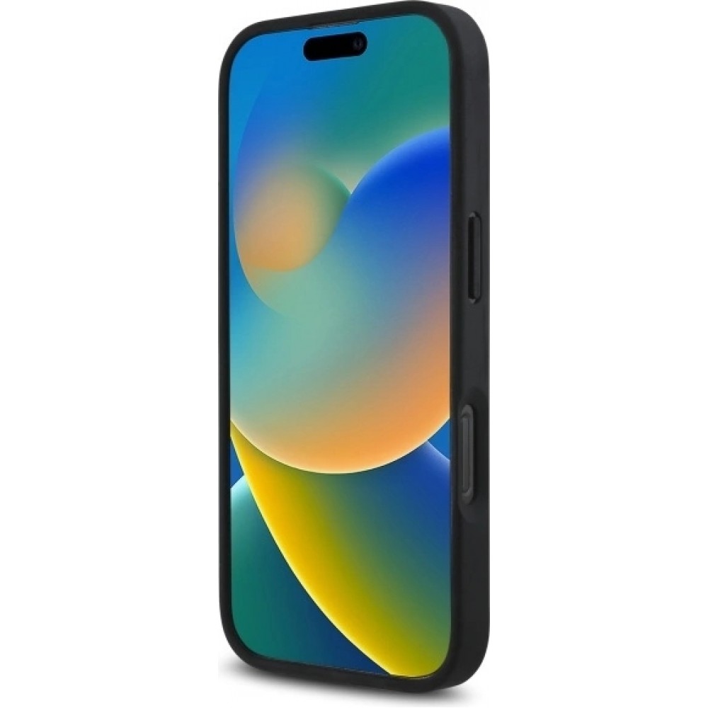 iPhone 16 Pro Case Hülle - BMW M Tricolore Streifen Leder MagSafe - Schwarz