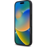 iPhone 16 Pro Case Hülle - BMW M Tricolore Streifen Leder MagSafe - Schwarz