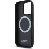 iPhone 16 Pro Case Hülle - BMW M Tricolore Streifen Leder MagSafe - Schwarz