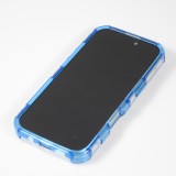 iPhone 16 Pro Case H&uuml;lle - Transparente Hart-Silikon Cover mit 3D Bulp Effekt und verst&auml;rkten Ecken - Blau