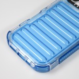 iPhone 16 Pro Case H&uuml;lle - Transparente Hart-Silikon Cover mit 3D Bulp Effekt und verst&auml;rkten Ecken - Blau