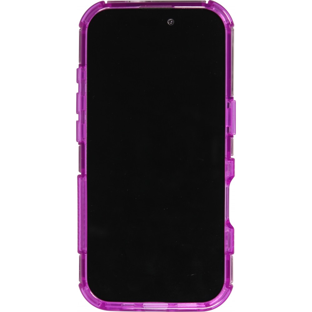 iPhone 16 Pro Case H&uuml;lle - Transparente Hart-Silikon Cover mit 3D Bulp Effekt und verst&auml;rkten Ecken - Violett