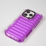 iPhone 16 Pro Case H&uuml;lle - Transparente Hart-Silikon Cover mit 3D Bulp Effekt und verst&auml;rkten Ecken - Violett