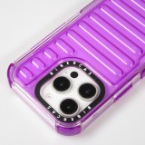 iPhone 16 Pro Case H&uuml;lle - Transparente Hart-Silikon Cover mit 3D Bulp Effekt und verst&auml;rkten Ecken - Violett
