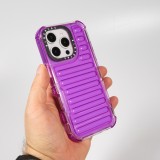 iPhone 16 Pro Case H&uuml;lle - Transparente Hart-Silikon Cover mit 3D Bulp Effekt und verst&auml;rkten Ecken - Violett