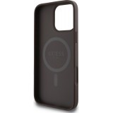 iPhone 16 Pro Case H&uuml;lle - Guess Monogramm Kunstleder mit Love Guess Street Style Logo und integriertem MagSafe - Braun