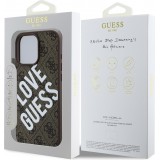 iPhone 16 Pro Case H&uuml;lle - Guess Monogramm Kunstleder mit Love Guess Street Style Logo und integriertem MagSafe - Braun