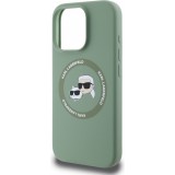Coque iPhone 16 Pro - Karl Lagerfeld et Choupette soft touch avec MagSafe - Vert foncé