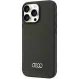 iPhone 16 Pro Max Case H&uuml;lle - Audi Silikon Soft Touch mit Logo - Schwarz