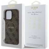 iPhone 16 Pro Max Case Hülle - Guess Monogramm Kunstleder mit integriertem Magsafe - Braun