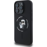 iPhone 16 Pro Max Case Hülle - Karl Lagerfeld und Choupette soft touch mit MagSafe - Schwarz