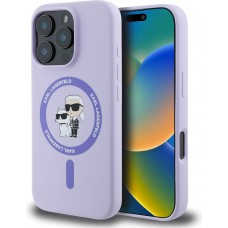 Coque iPhone 16 Pro Max - Karl Lagerfeld et Choupette soft touch avec MagSafe - Violet