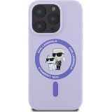 Coque iPhone 16 Pro Max - Karl Lagerfeld et Choupette soft touch avec MagSafe - Violet