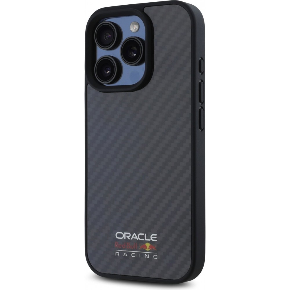 Coque iPhone 16 Pro Max - Red Bull Racing Carbon simple avec logo MagSafe - Noir