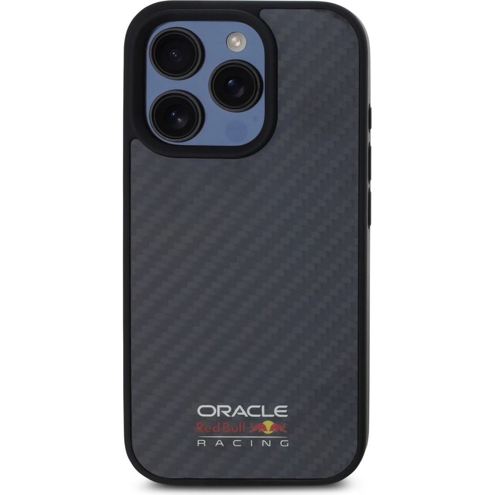 Coque iPhone 16 Pro Max - Red Bull Racing Carbon simple avec logo MagSafe - Noir