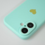 iPhone 16 Case Hülle - Silikon Mat Herz gold - Türkis
