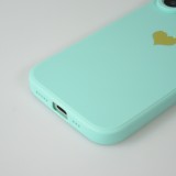 iPhone 16 Case Hülle - Silikon Mat Herz gold - Türkis