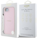 iPhone 16e Case Hülle - Guess MagSafe Klassisches Logo PU Geprägt - Rosa