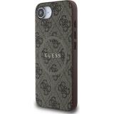 iPhone 16e Case H&uuml;lle - Guess Monogramm Kunstleder mit integriertem MagSafe - Braun