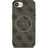 iPhone 16e Case H&uuml;lle - Guess Monogramm Kunstleder mit integriertem MagSafe - Braun