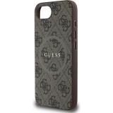 iPhone 16e Case H&uuml;lle - Guess Monogramm Kunstleder mit integriertem MagSafe - Braun