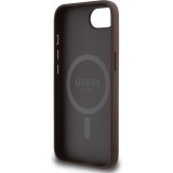 iPhone 16e Case H&uuml;lle - Guess Monogramm Kunstleder mit integriertem MagSafe - Braun