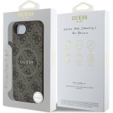 iPhone 16e Case H&uuml;lle - Guess Monogramm Kunstleder mit integriertem MagSafe - Braun