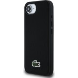 iPhone 16e Case Hülle - Lacoste Petit Piqué Effekt mit MagSafe und gesticktem Logo-Patch - Schwarz