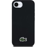 iPhone 16e Case Hülle - Lacoste Petit Piqué Effekt mit MagSafe und gesticktem Logo-Patch - Schwarz