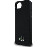 iPhone 16e Case Hülle - Lacoste Petit Piqué Effekt mit MagSafe und gesticktem Logo-Patch - Schwarz