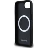 iPhone 16e Case Hülle - Lacoste Petit Piqué Effekt mit MagSafe und gesticktem Logo-Patch - Schwarz