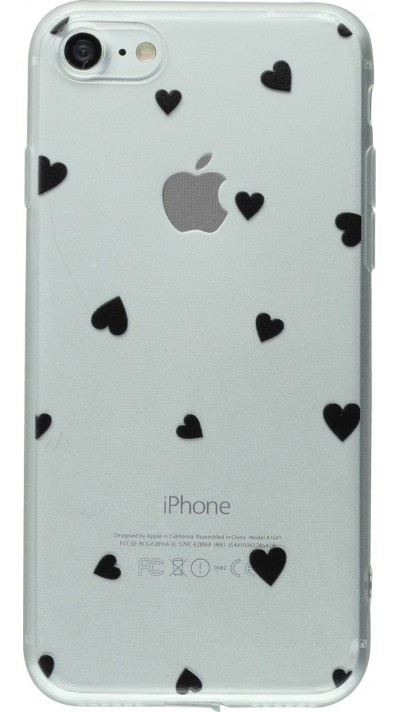 Hülle iPhone 7 Plus / 8 Plus - Gummi kleines Herz - Schwarz