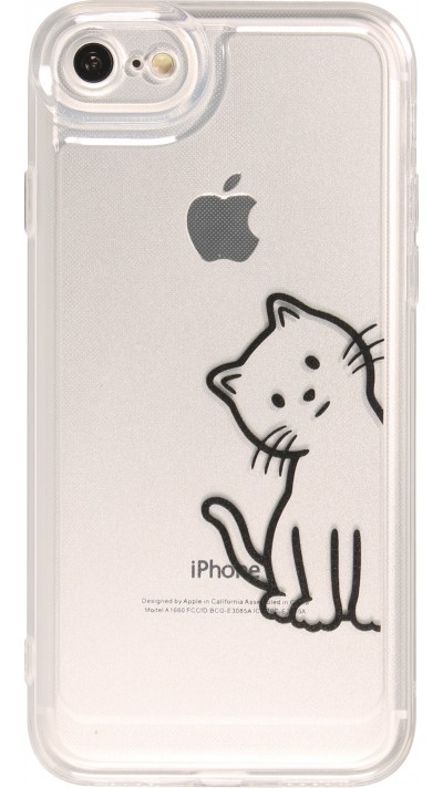 iPhone 7 / 8 / SE (2020, 2022) Case Hülle - Silikon Cover transparent süsse kleine Katze