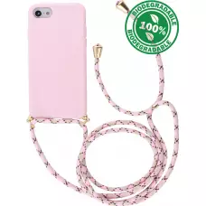 Hülle iPhone 16e - Bio Eco-Friendly Vegan mit Handykette Necklace - Rosa