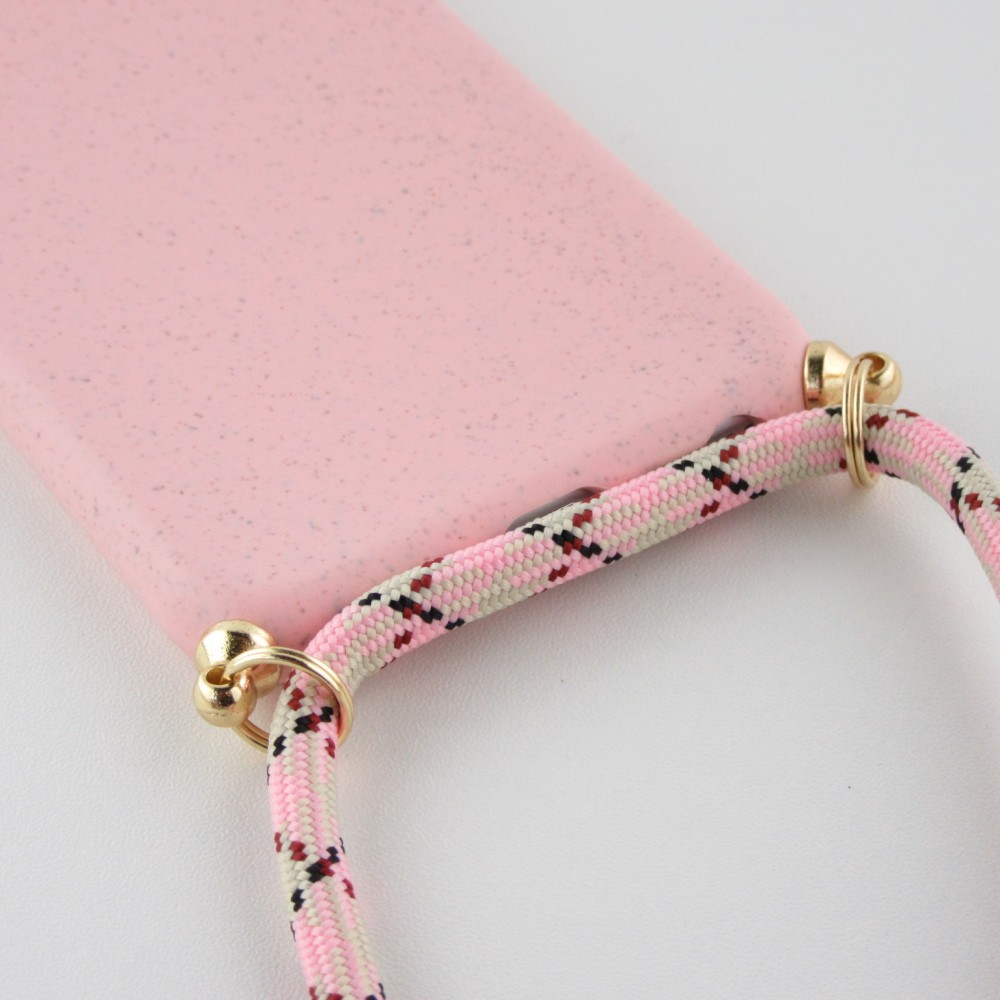Hülle iPhone 7 / 8 / SE (2020, 2022) - Bio Eco-Friendly Vegan mit Handykette Necklace - Rosa