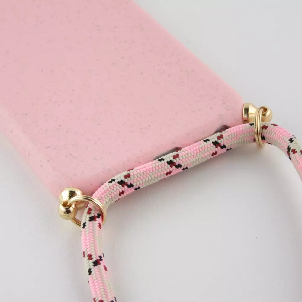 Hülle iPhone 16e - Bio Eco-Friendly Vegan mit Handykette Necklace - Rosa