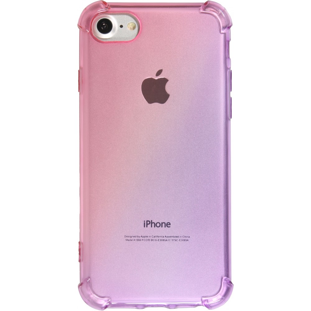 Hülle iPhone 7 / 8 / SE (2020, 2022) - Gummi Bumper Rainbow mit extra Schutz für Ecken Antischock - rosa - Violett