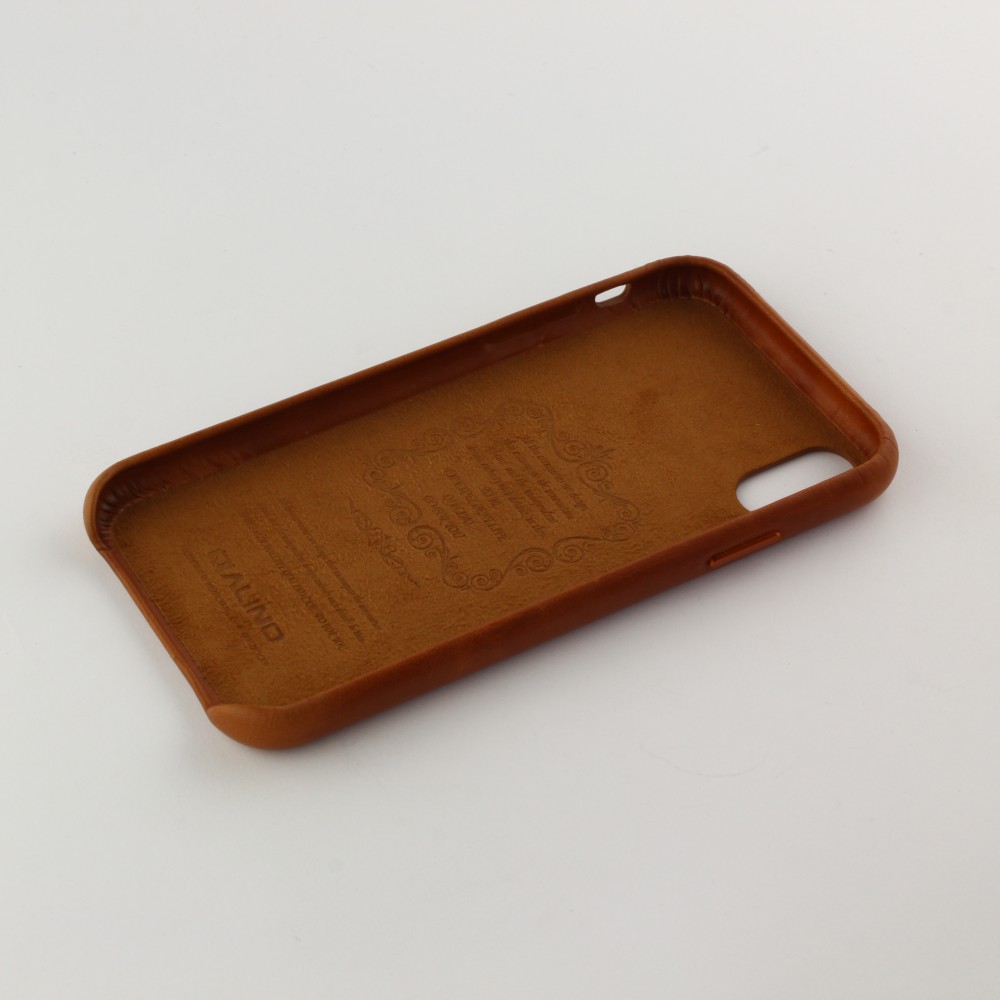 Hülle iPhone XR - Qialino Echtleder - Braun