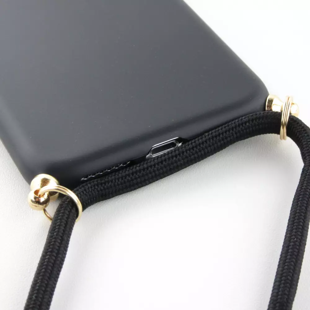 Hülle iPhone X / Xs - Bio Eco-Friendly Vegan mit Handykette Necklace - Schwarz