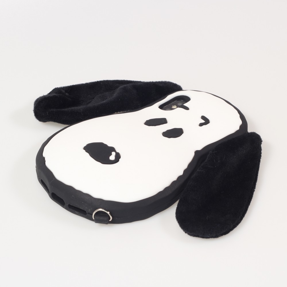 iPhone X / Xs Case Hülle - Silikon Hündchen 3D mit Plüsch Ohren - Weiss