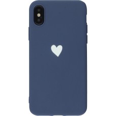 Hülle iPhone XR - Gummi Herz blau