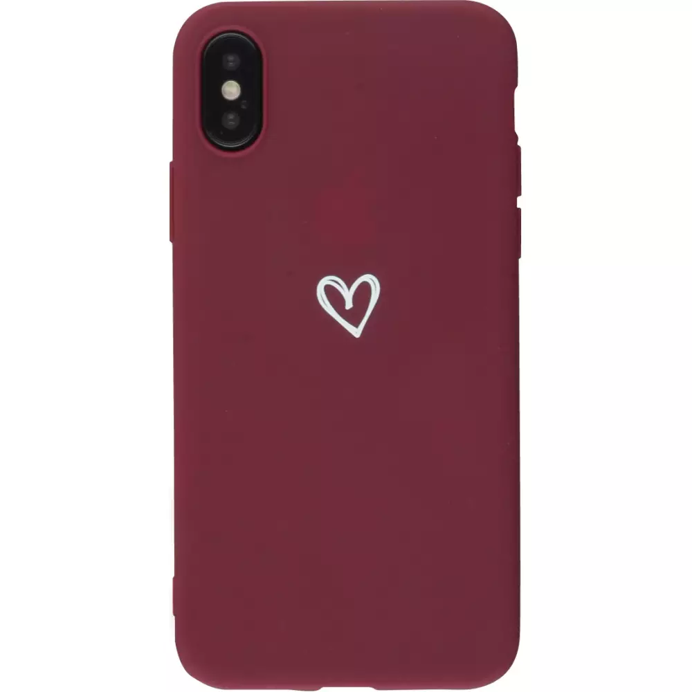 Hülle iPhone X / Xs - Gummi Herz - Rot