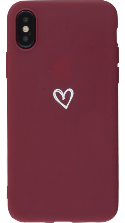 Hülle iPhone Xs Max - Gummi Herz - Rot