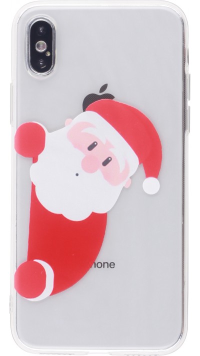 Hülle iPhone X / Xs - Gummi transparent Weihnachten santa