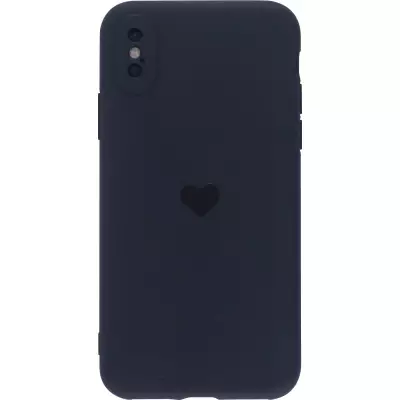 Hülle iPhone X / Xs - Silikon Mat Herz - Schwarz